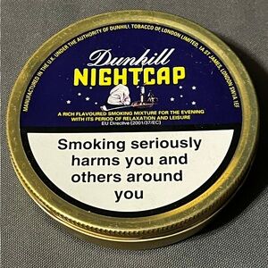 Dunhill Nightcap Pipe Tobacco Tin with Insert, Navy Blue/Gold Empty Tin Rare